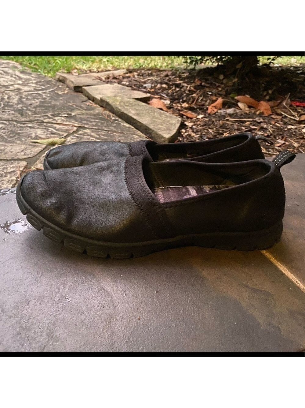 Skechers Air Cooled Memory Foam Black Slip-On Stretch Flex Sneakers Size 9.5
M